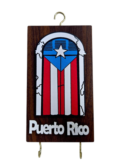 Souvenir de Puerto Rico – Porta Llaves de Madera con Diseño Puerta de San Juan.