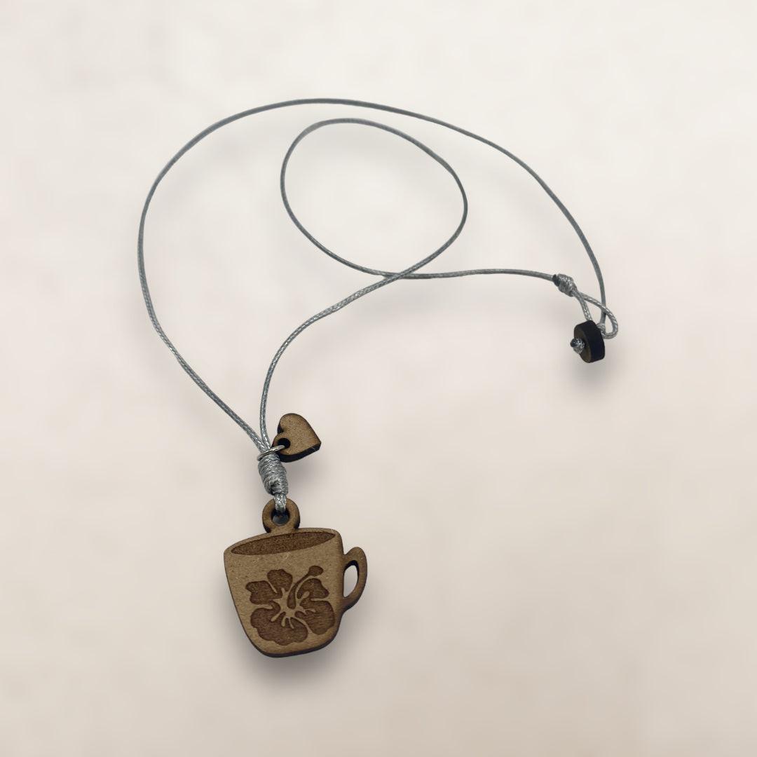 Artesanía en Madera - Collar Taza con Amapola *One Size*