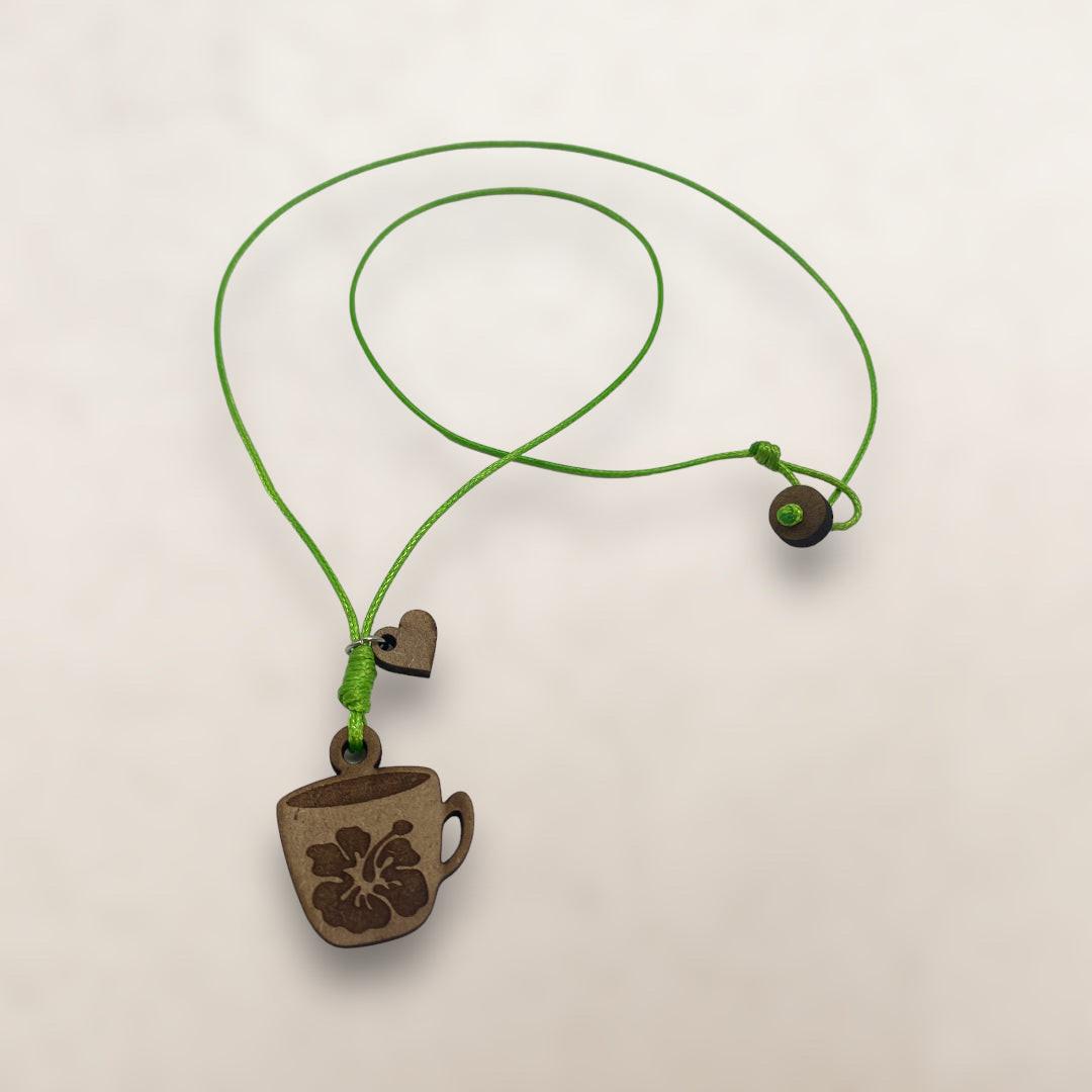 Artesanía en Madera - Collar Taza con Amapola *One Size*