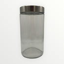 Thick Glass Container with Plastic Lid in Stainless Steel Finish
