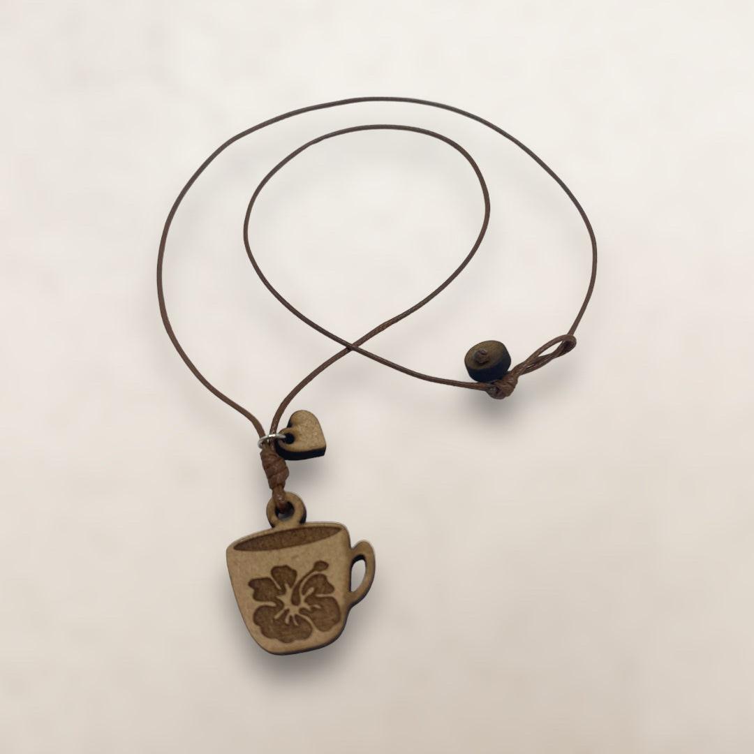 Artesanía en Madera - Collar Taza con Amapola *One Size*