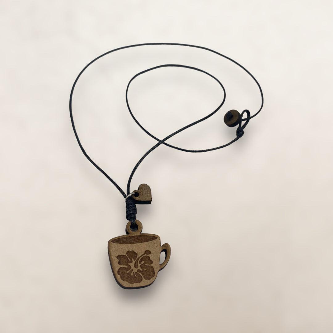 Artesanía en Madera - Collar Taza con Amapola *One Size*