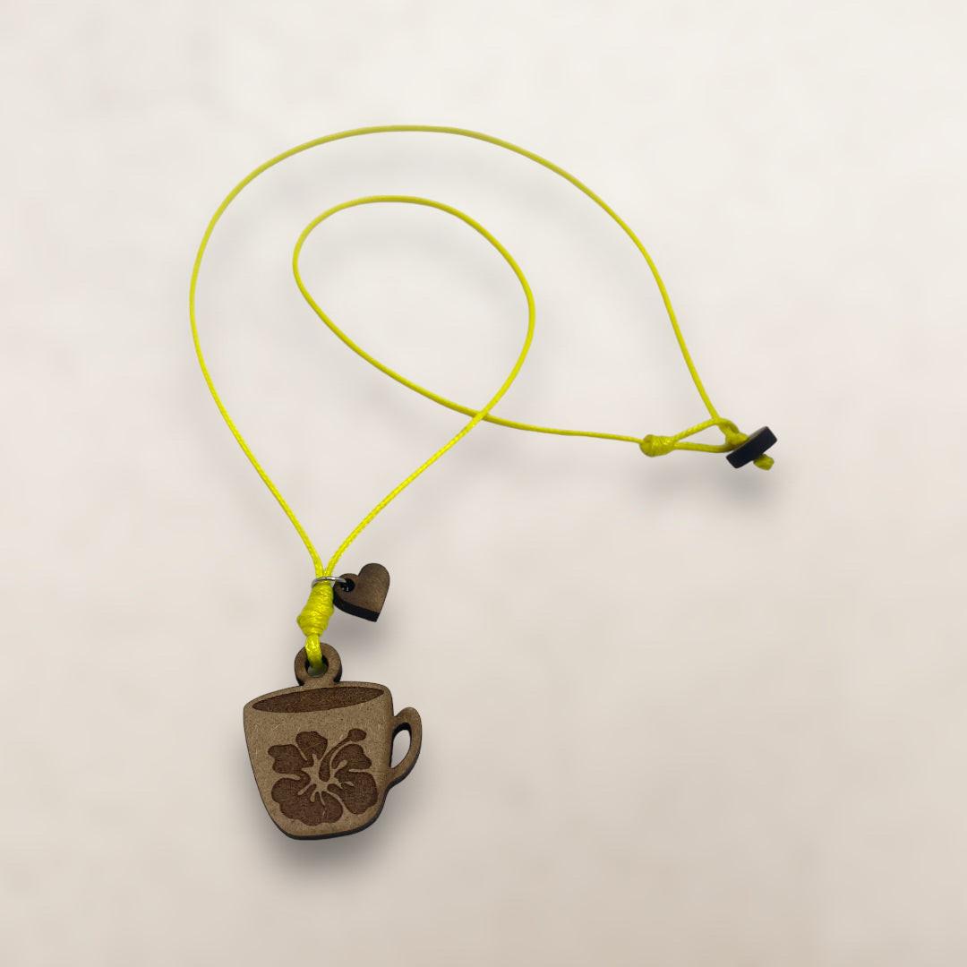Artesanía en Madera - Collar Taza con Amapola *One Size*