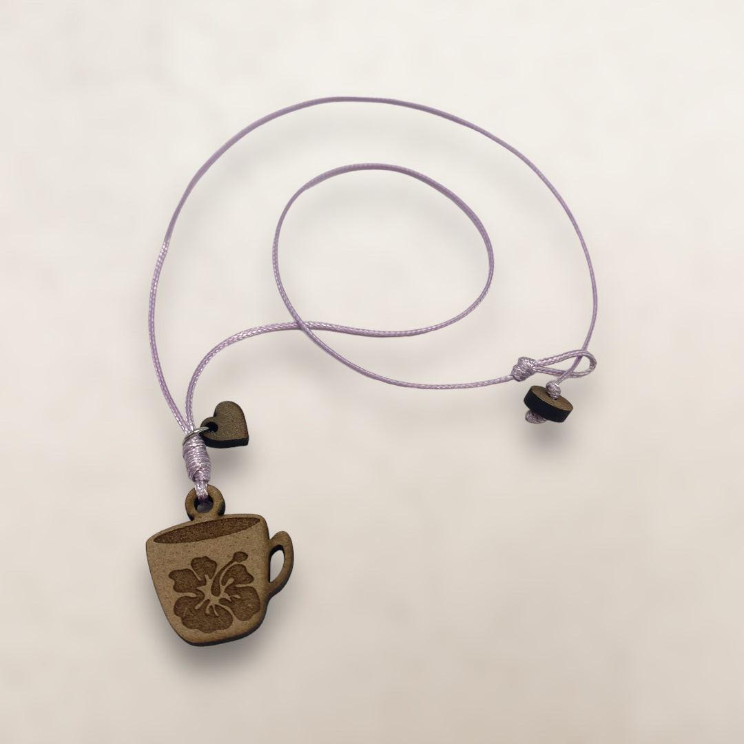 Artesanía en Madera - Collar Taza con Amapola *One Size*