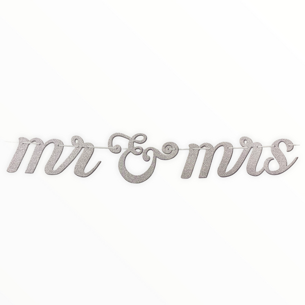 AW Party- Mr & Mrs Glitter Banner (9.8in x 5.9ft).