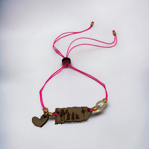 Wood Crafts - Puerto Rico Map Bracelet with Three Wise Men *One Size*