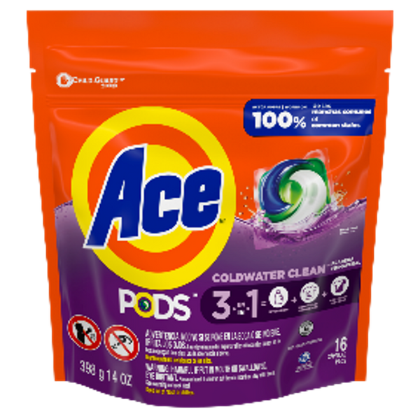 Ace Pods 3in1 Cold Water Clean 16pacs / 14oz
