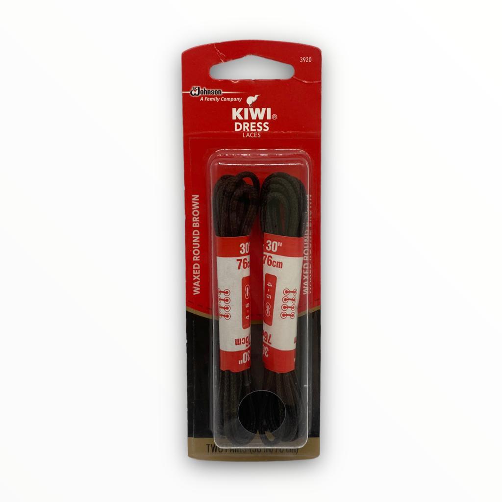 Kiwi Dress Laces - Waxed Round Brown (Two Pair: 30in/76cm)