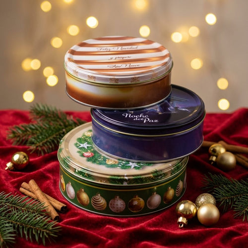 Galletas de Mantequilla en Lata Metálica Redonda - NAVIDAD