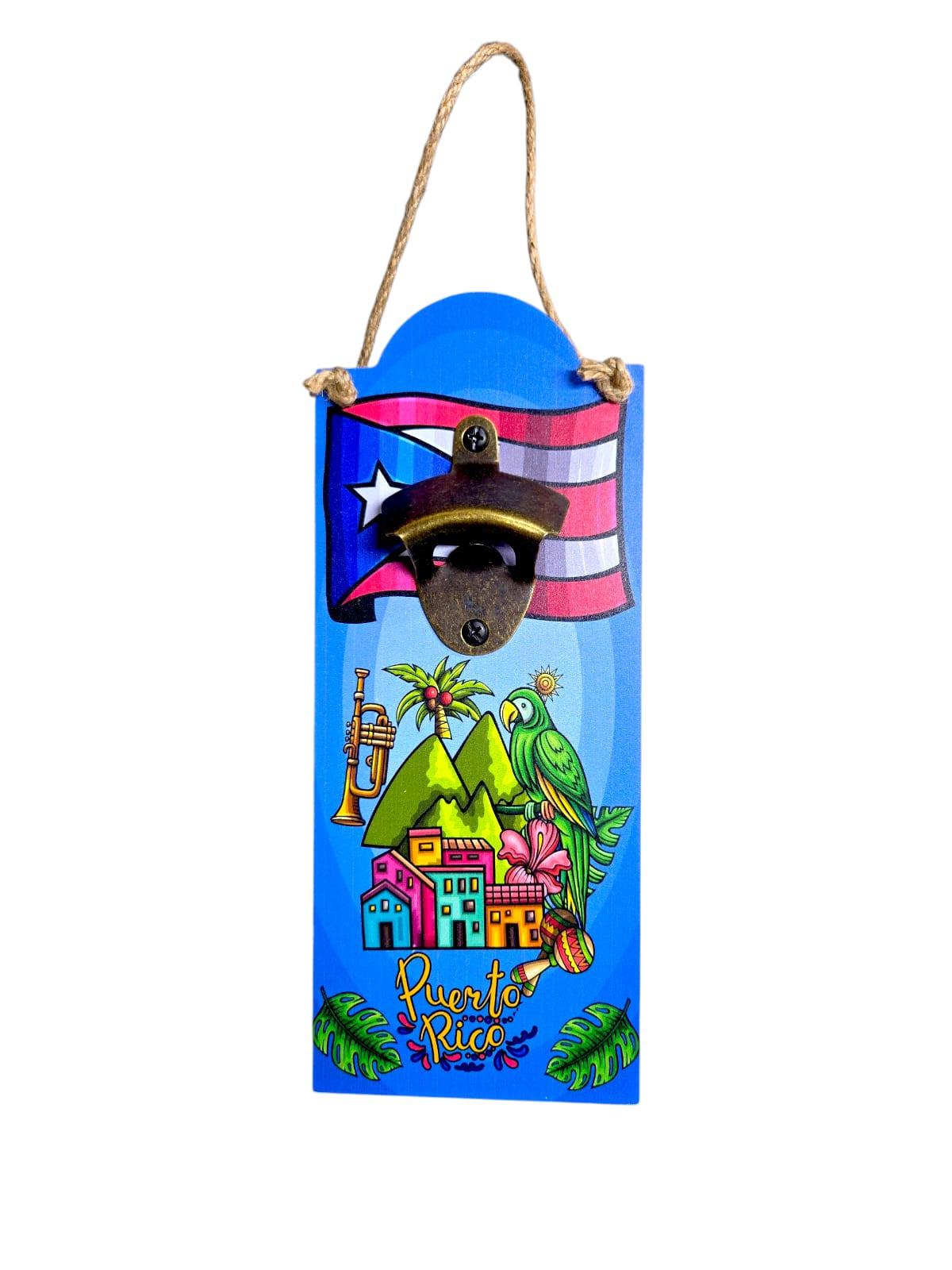 Souvenir de Puerto Rico - Placa de Madera con Abridor de Cervezas