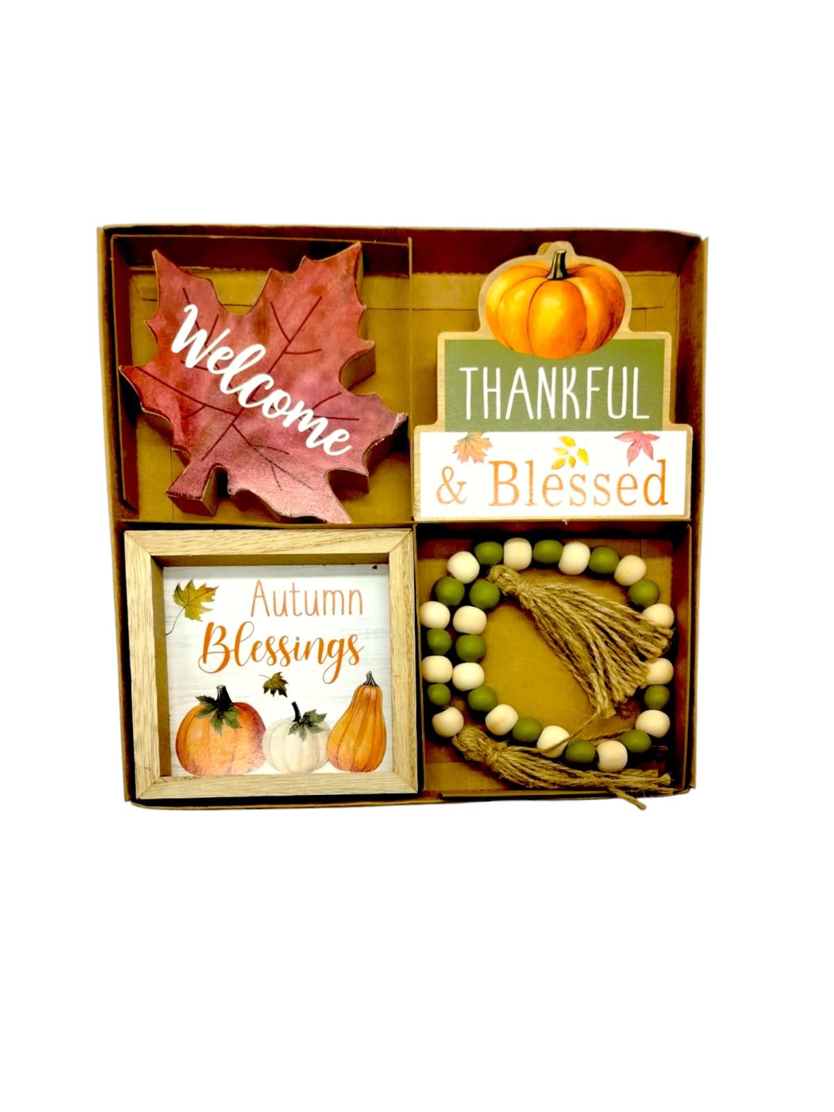 Otoño - Set 4 Decorativo en Madera