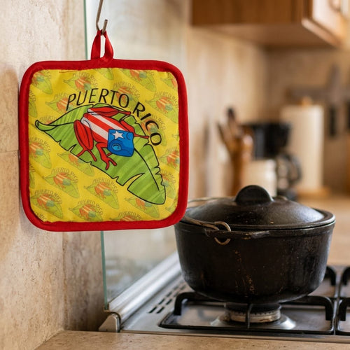 Souvenir de Puerto Rico - Agarradera de Cocina / Coqui en Hoja