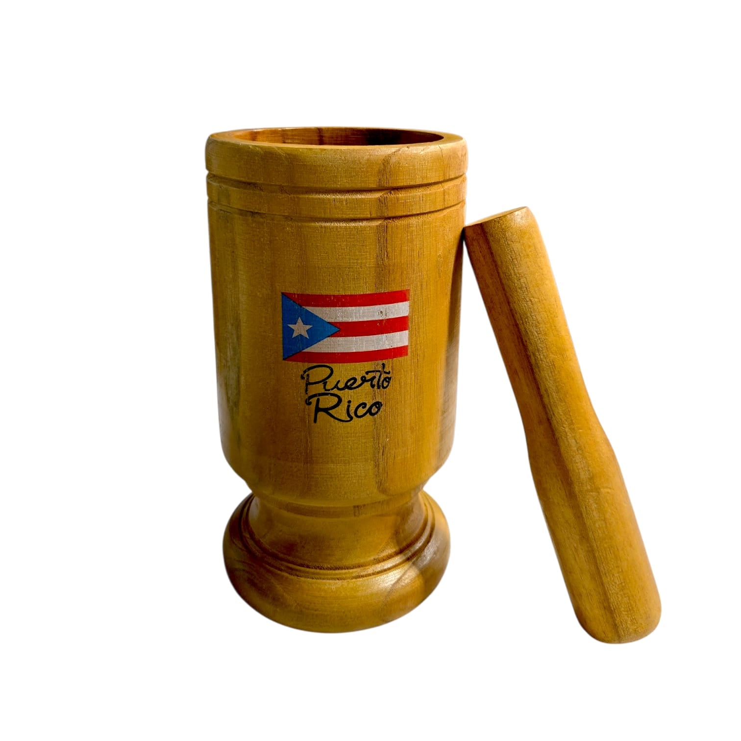 Souvenir- Pilón de Madera ''Puerto Rico'' / Mortero con Bandera