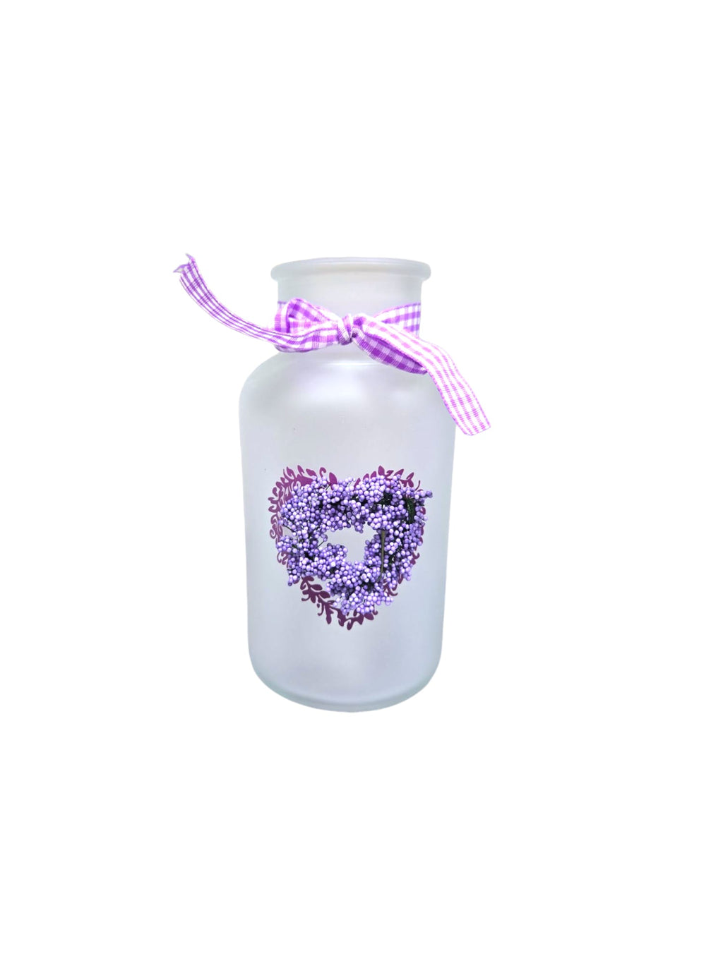 Candle Holder, Bottle Lavender Heart Deco