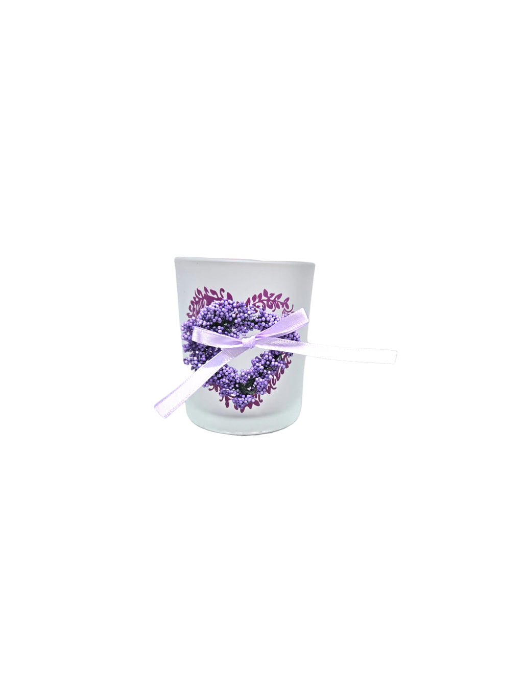 Candle Holder, Bottle Lavender Heart Deco