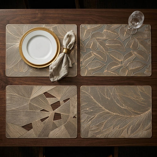 Placemats Decorativos Dorados de 12 x 18" | 4 Diseños Elegantes