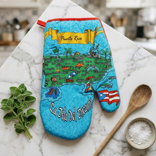 Souvenir de Puerto Rico - Guante de Cocina / Mapa ''La Isla Del Encanto''