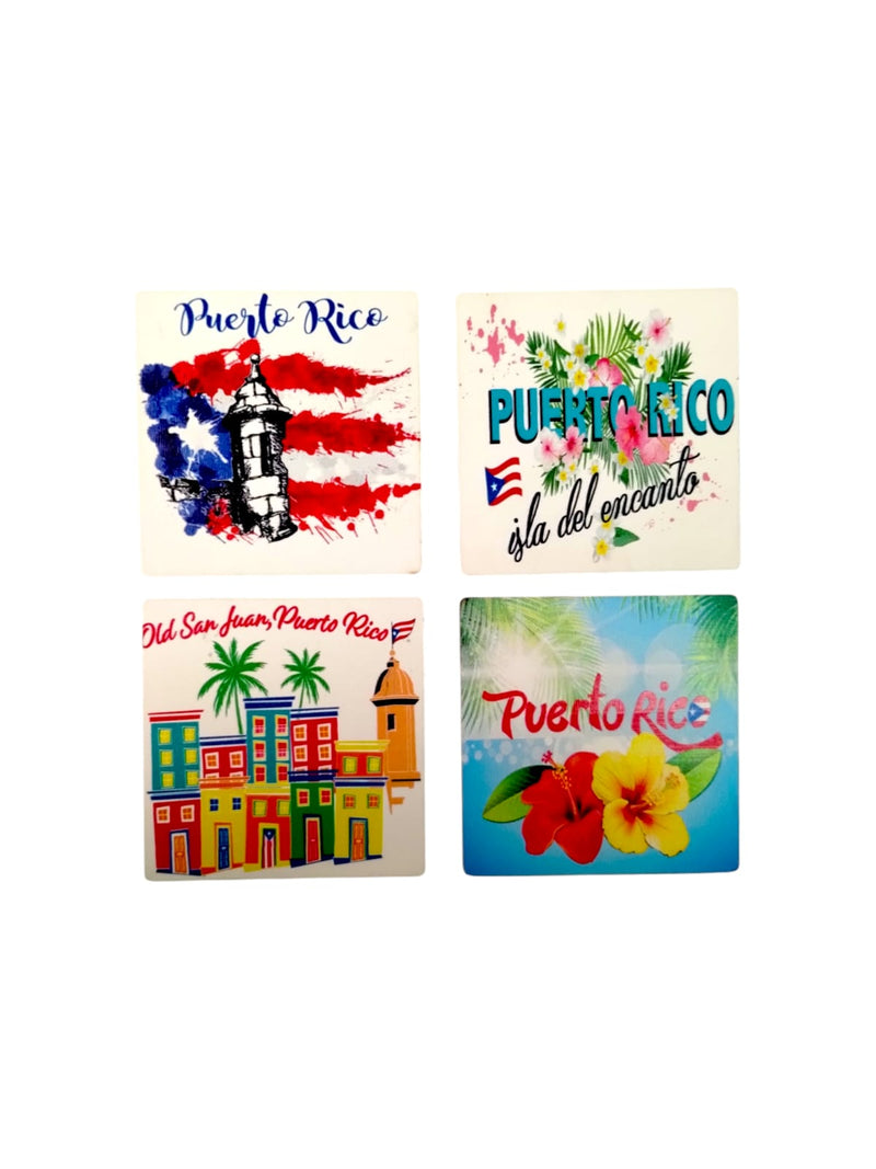 Souvenir de Puerto Rico - Posavasos de Madera Cuadrados (4pcs)
