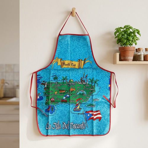 Souvenir de Puerto Rico - Delantal de Cocina / Mapa ''La Isla Del Encanto''