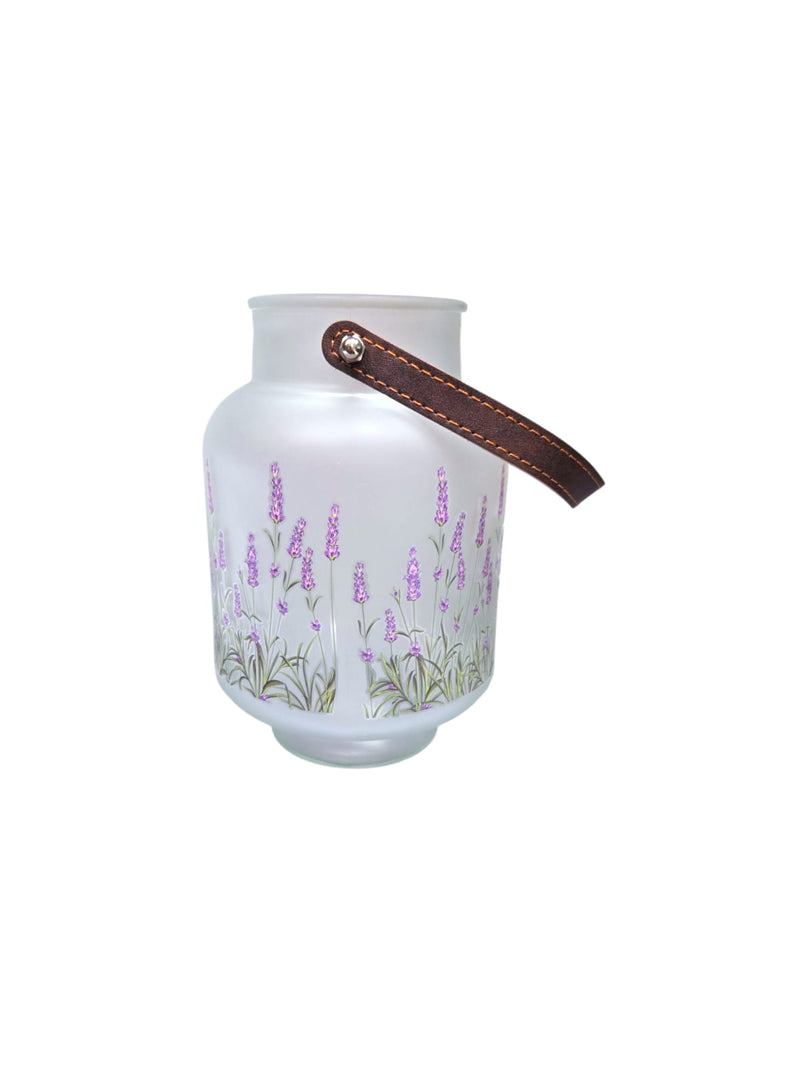 Lavender Flower Vase w Leather Handle