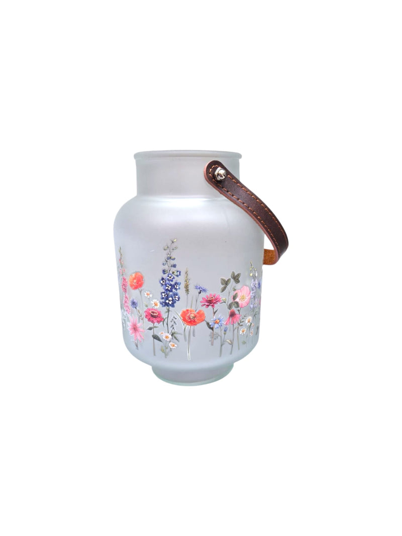 Lavender Flower Vase w Leather Handle