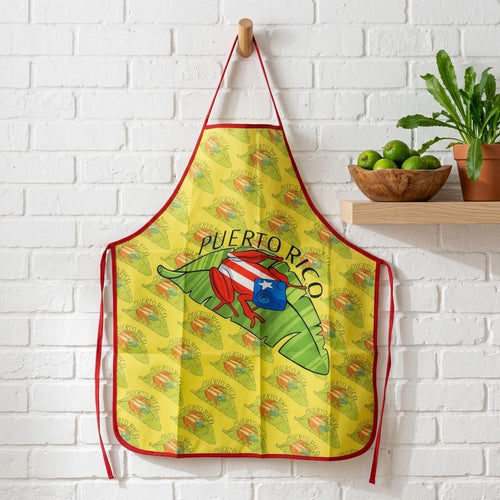 Souvenir de Puerto Rico - Delantal de Cocina / Coqui en Hoja