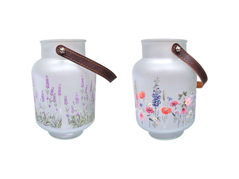 Lavender Flower Vase w Leather Handle