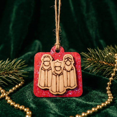 Artesanía en Madera - Ornamentos Tres Reyes Magos (de frente) 3'' aprox.