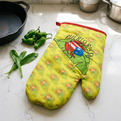 Souvenir de Puerto Rico - Guante de Cocina / Coqui en Hoja