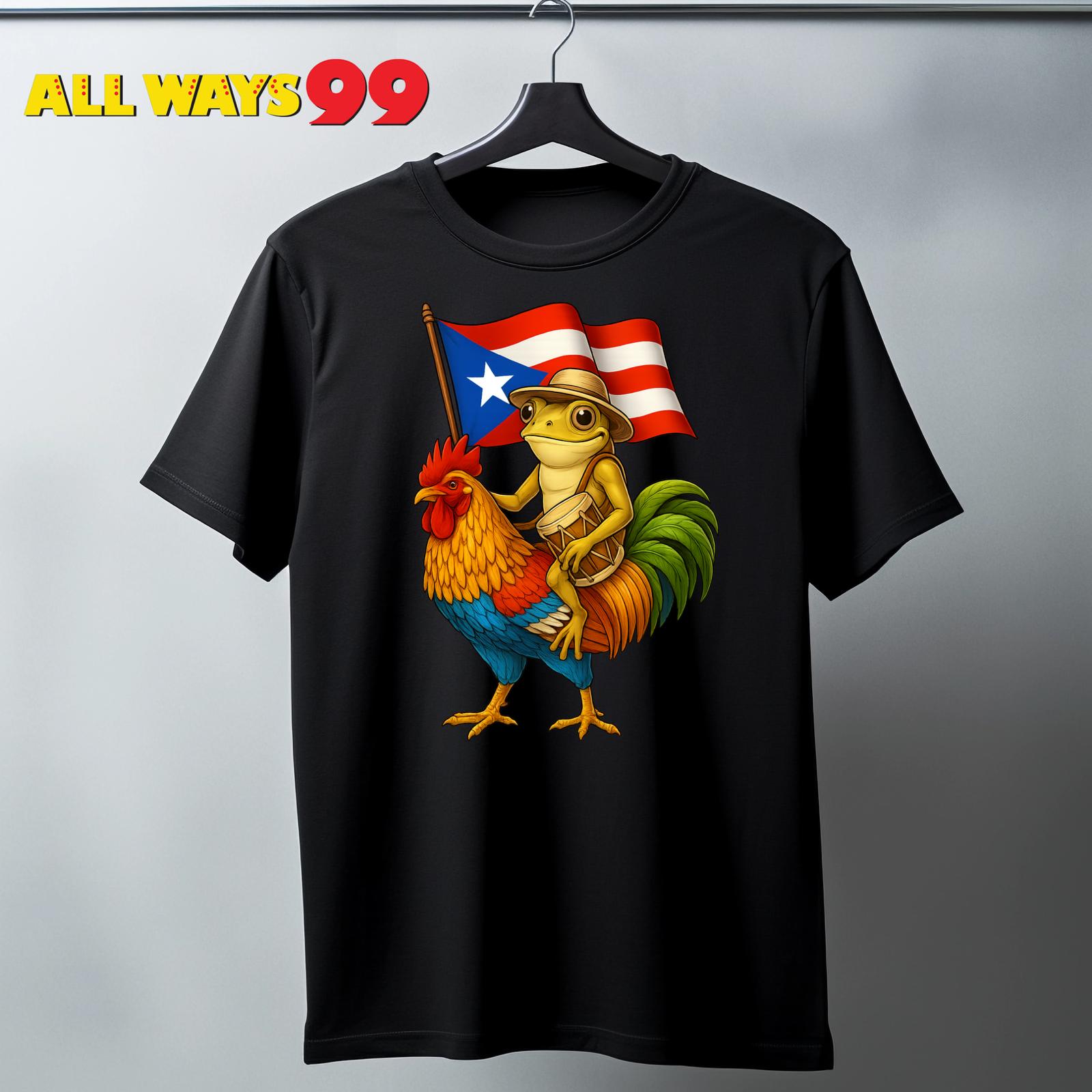 T-Shirts from Puerto Rico - Rooster and Coquí/ Black