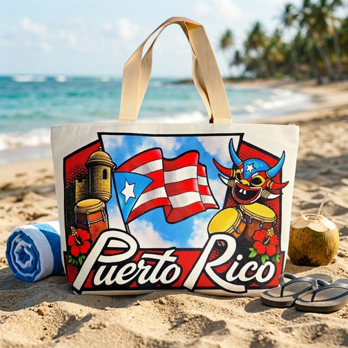 Souvenir de Puerto Rico – Bulto Playa con Diseño Boricua