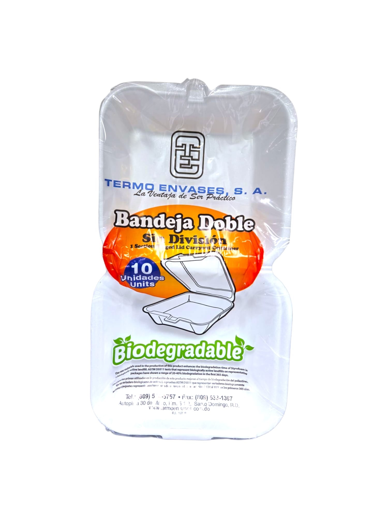 Bandeja Doble Biodegradable 10 unidades (Sin División)