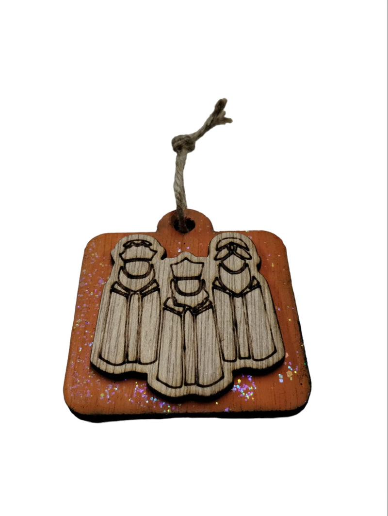 Artesanía en Madera - Ornamentos Tres Reyes Magos en Relieve (de frente) 3'' aprox.