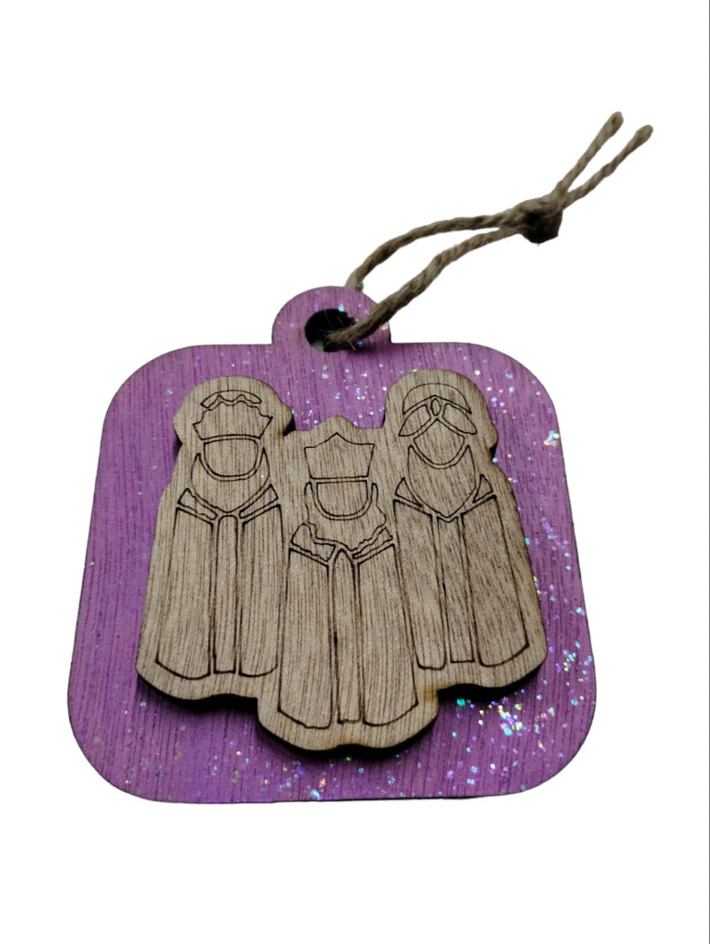 Artesanía en Madera - Ornamentos Tres Reyes Magos en Relieve (de frente) 3'' aprox.