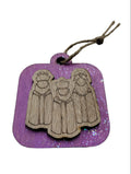 Artesanía en Madera - Ornamentos Tres Reyes Magos en Relieve (de frente) 3'' aprox.