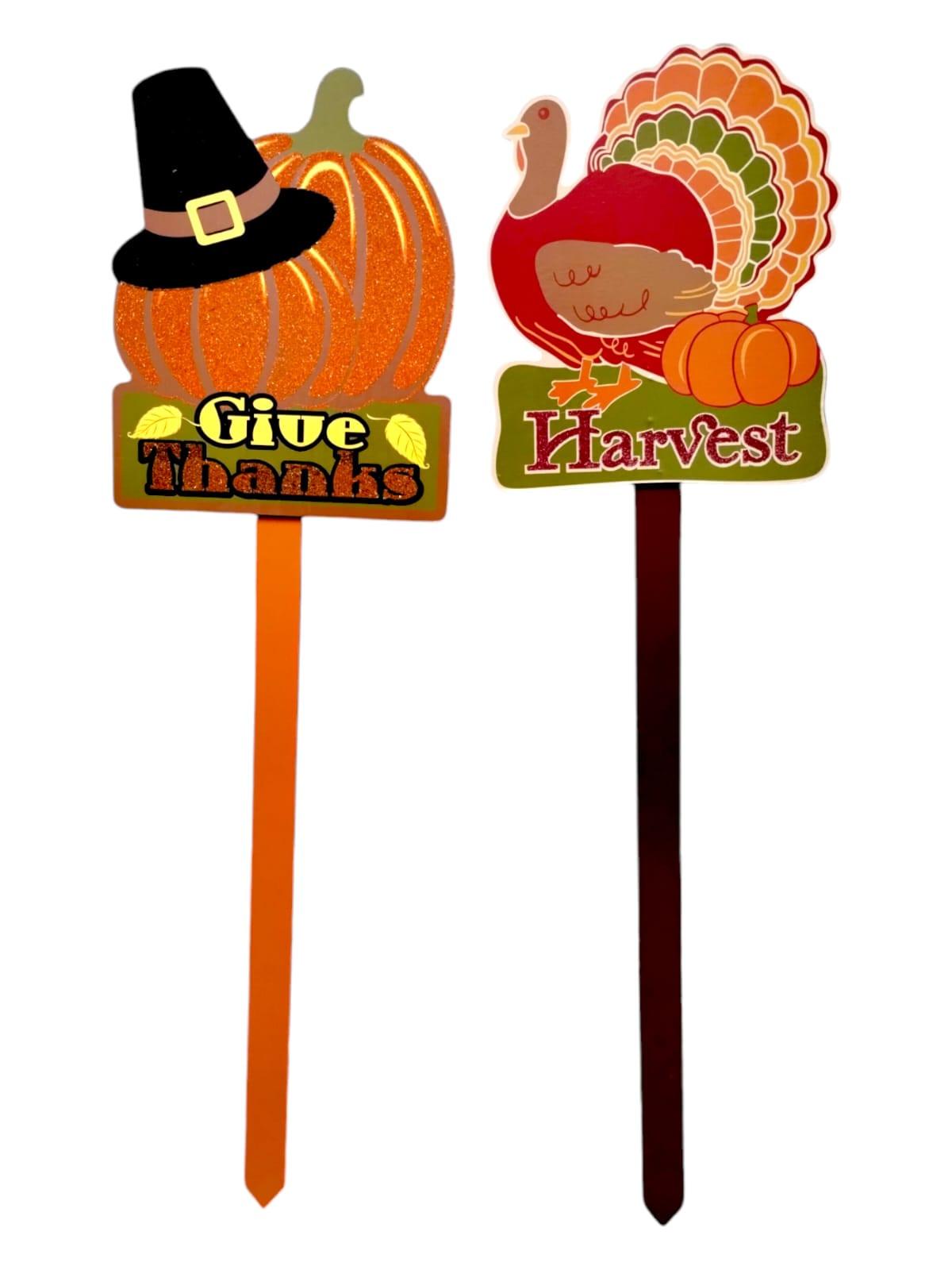 Otoño - Estacas de Jardín Motivo de Calabaza y Pavo 22" | *SOLO RECOGIDO EN TIENDAS*