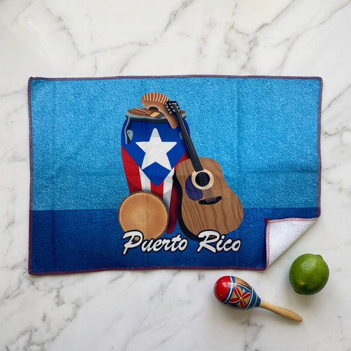 Souvenir de Puerto Rico - Toalla de Cocina / Instrumentos
