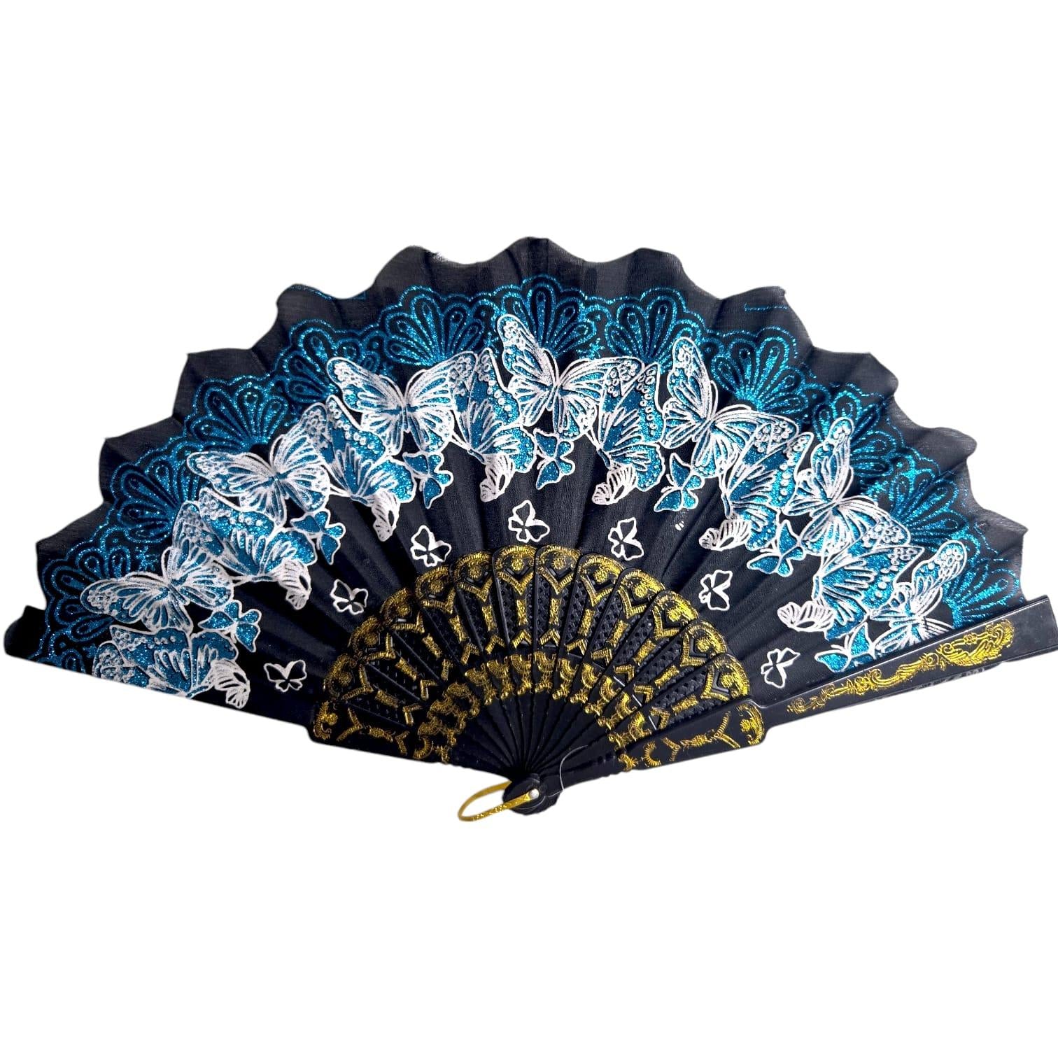 Abanico de Mano con Diseño de Mariposa con Brillo – Elegante y Ligero | Accesorio de Moda.