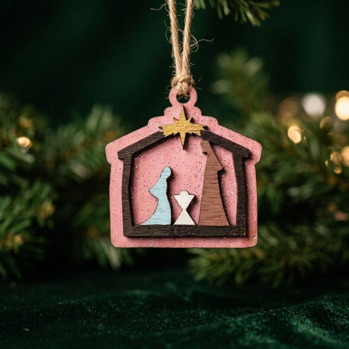 Artesanía en Madera - Ornamentos Nacimiento Casita