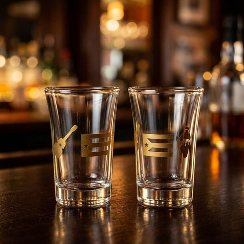 Souvenir - Puerto Rico 2 PC Shot Glass | Gold Design