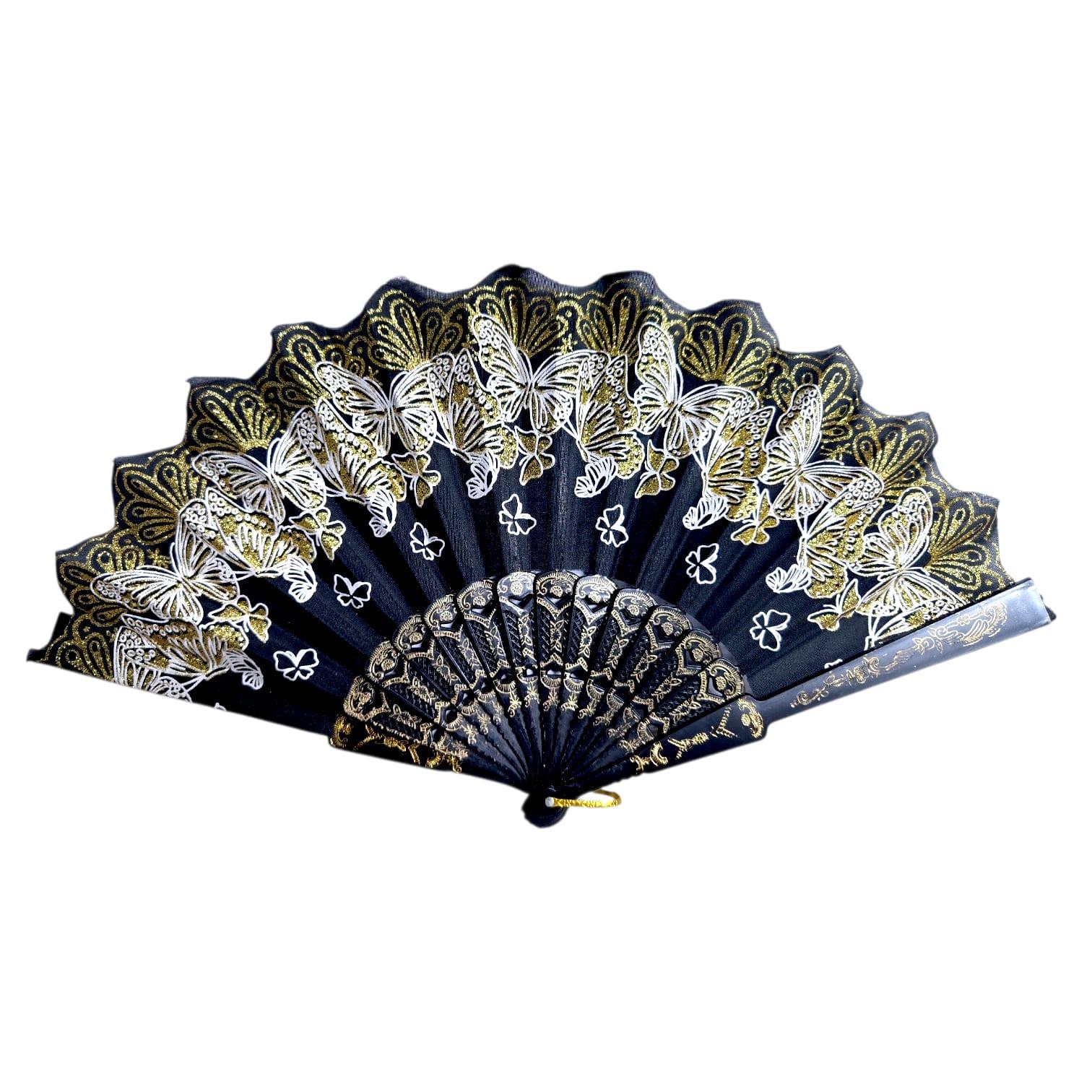 Abanico de Mano con Diseño de Mariposa con Brillo – Elegante y Ligero | Accesorio de Moda.