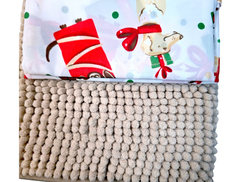 Navidad- Cortina de Baño de Navidad de Perritos
