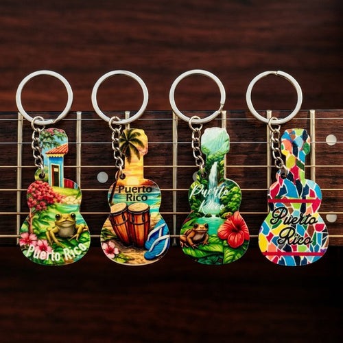 Souvenir - Puerto Rico Guitar Keychain | 4 Styles