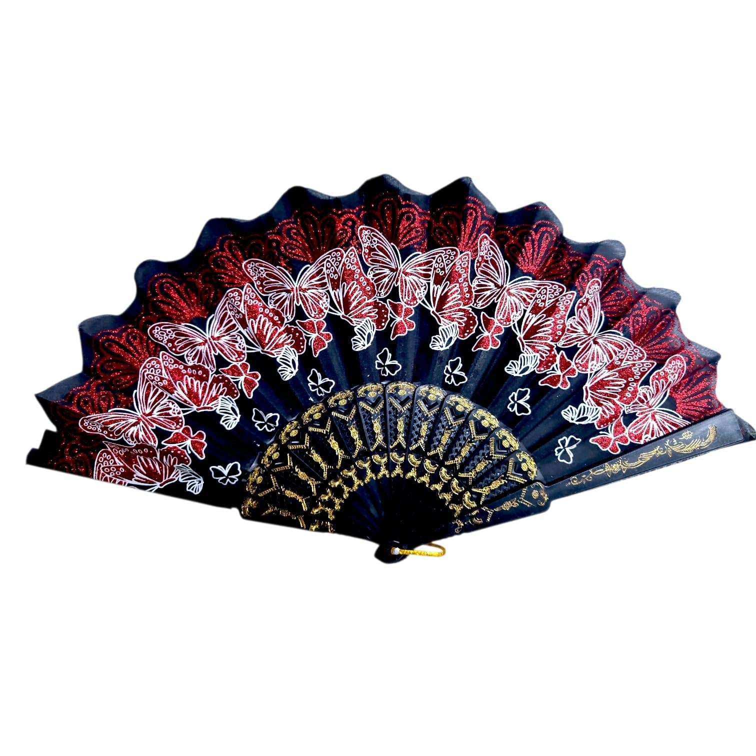 Abanico de Mano con Diseño de Mariposa con Brillo – Elegante y Ligero | Accesorio de Moda.