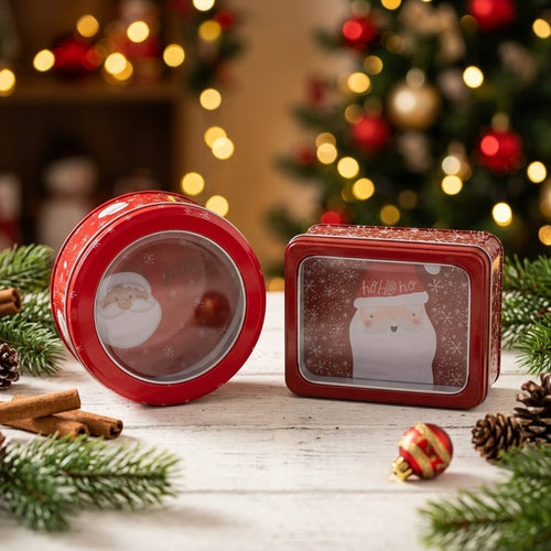 Christmas Treat Box – Aluminum with Clear Lid | 2 Diseños