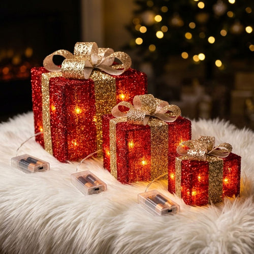 Christmas Gift Box with Warm Light | Acabado en Tinsel - 6 Estilos