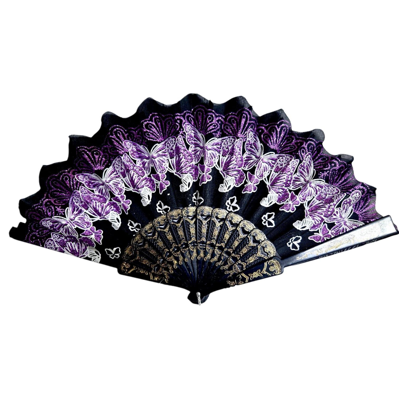 Abanico de Mano con Diseño de Mariposa con Brillo – Elegante y Ligero | Accesorio de Moda.