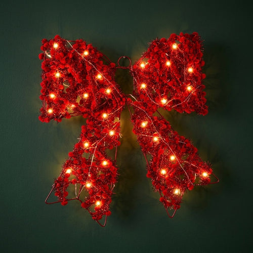Christmas Bow with Warm Lights | 11.8" | 3 Colors