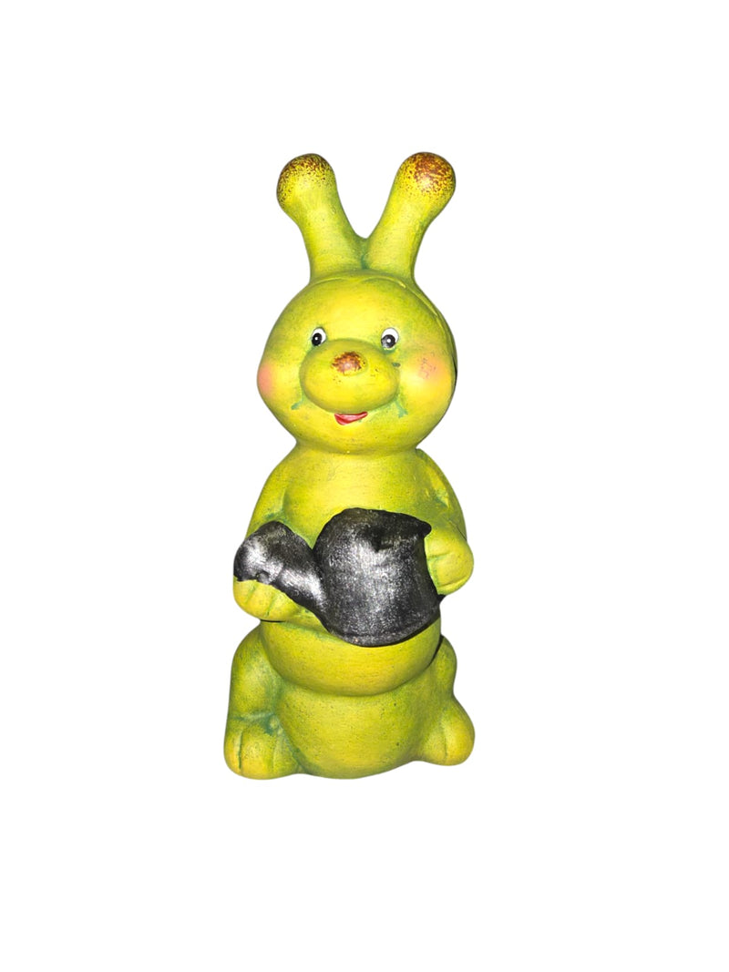 Figura de Ceramica para Patio- Oruga con flores y regadera