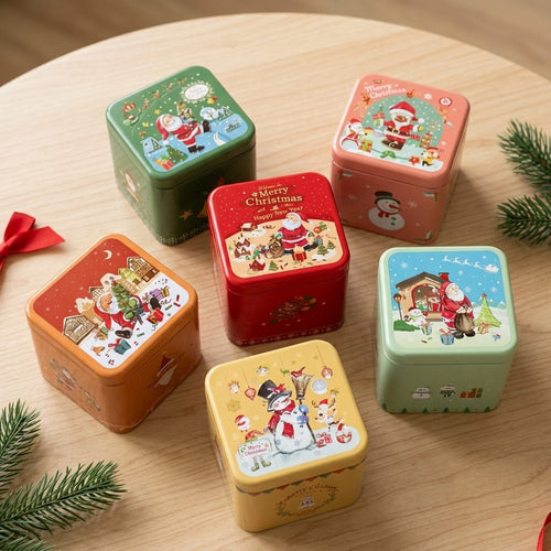 Christmas Treat Box – Forma de Cubo con Tapa | 6 Diseños Navideños